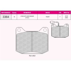 FREN BALATASI ÖN PEUGEOT 504 TUTTE LE VERSİONİ - ALL VERSİONS 68-86 20146