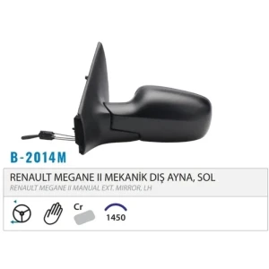 DIŞ DİKİZ AYNASI MEKANİK ASFERİK SOL MEGANE II 03- 08 M002.2016