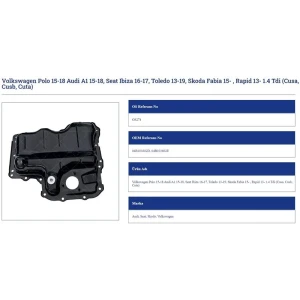 YAĞ KARTERİ VOLKSWAGEN POLO 15 18 AUDİ A1 15 18SEA T IBIZA 16 17 TOLEDO 13 19 SKODA FABIA 15 RAPİD 13 1.4 TDİ CUSA CUSB CUTA