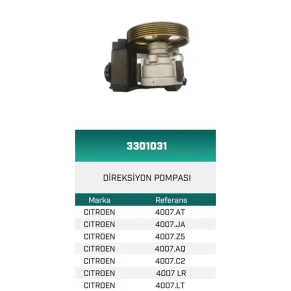DİREKSİYON POMPASI HİDROLİK XSARA 2.0HDI 12.5 CM.BERLINGO 2.0 HDI 99-- 125mm.PARTNER 2.0 HDI 99-- 125mm HATTAT-HEMA
