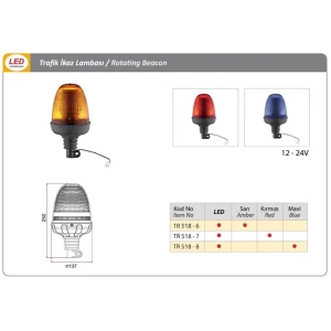DÖNER TRAFİK İKAZ LAMBA LED TİPİ MAVİ