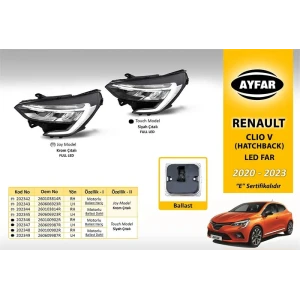 FAR SİYAH ÇITALI MOTORLU SOL (BALLAST BEYİN DAHİL) R.CLIO V HATCBACK (2020›2023)