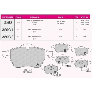 FREN BALATASI ÖN AUDI 100-QUATTRO-2.2-2.3/A4-A6TDI 1.8-1.9-2.6-A-3 1.8İ-1.9-2.6 85-92 20676