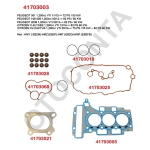 PEUGEOT 301 1.2 VTI ÜST TAKIM CONTA SİLİNDİR KAPAK CONTALI SUBAP LASTİKLİ HMY(EB2M