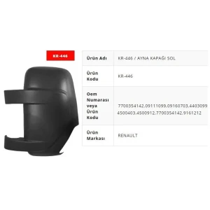 DIŞ AYNA KAPAĞI SOL MASTER 3