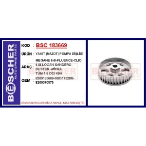 YAKIT (MAZOT) POMPA DİŞLİSİ MEGANE II-III-FLUENCE-CLIO II-III-LOGAN-SANDERO-DUSTER -MİCRA TÜM 1.5 DCİ K9K