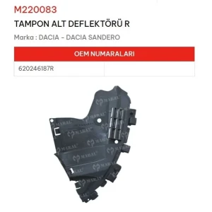 TAMPON ALT DEFLEKTÖRÜ SAĞ DACIA SANDERO