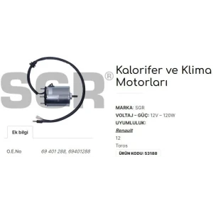 KALORİFER MOTORU RENAULT 12 - TOROS PERVANESİZ 69401288