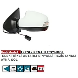DIŞ DİKİZ AYNASI SOL ELEKTRİKLİ ASTARLI SYMBOL