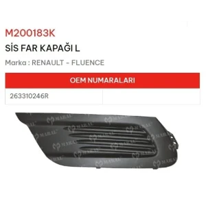 SİS FAR KAPAĞI SOL FLUENCE