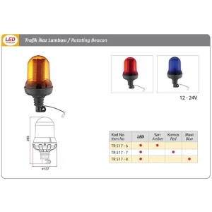DÖNER TRAFİK İKAZ LAMBA LED TİPİ MAVİ