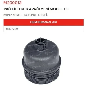 YAĞ FİLTRE KAPAĞI PALIO ALBEA DOBLO / ASTRA H CORSA C CORSA D 1.3 JTD