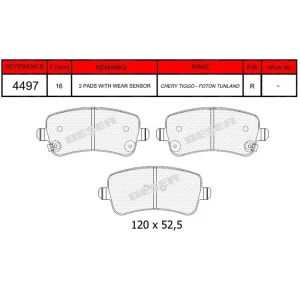 FREN BALATASI ARKA CHERY TIGGO 8 PRO 1.5L 2022- CHERY TIGGO 8 PRO E+ 1.5L 2022- CHERY TIGGO 9 2.0L 2023- 22-