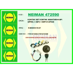 KONTAK SET KONTAK ANAHTARI+KAPI ŞİFRE ( 5 SET) + DEPO KAPAĞI KANGOO 98-07