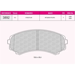 FREN BALATASI ÖN MITSUBISHI PAREJO – MONTERA 99- 23488