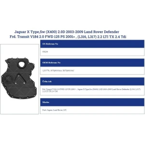 EKSANTİRİK KAPAĞI FORD TRANSİT V184 JAGUAR X SW LAND ROVER DEFENDER L316 L317 2.2. 2.4 TDI