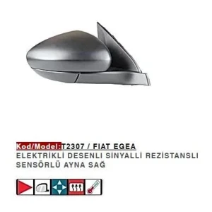 AYNA SAĞ FIAT EGEA -HB-SW-CROSS ELKTİRİKLİ DESENLİ REZİSTANSLI ISENSÖRLÜ