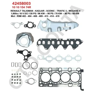 ÜST TAKIM CONTA KEÇESİZ SUBAP LASTİKLİ RENAULT TAL İSMAN - KADJAR 1.6 16 V DCI R9M 402-404-408-409-413-414