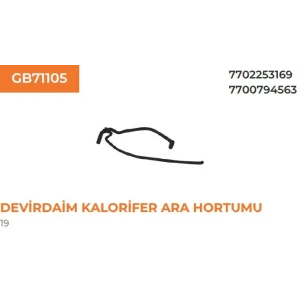 DEVİRDAİM KALORİFER ARA HORTUMU RN19 1.4-1.6 D 7702253169-7702218573