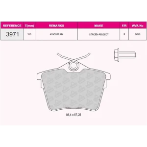 FREN BALATASI ARKA CITROEN – PEUGEOT 308 07- 24765