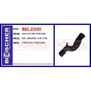 HAVA FİLTRE HORTUMU R19 - MEGANE 1.6 8V K7M