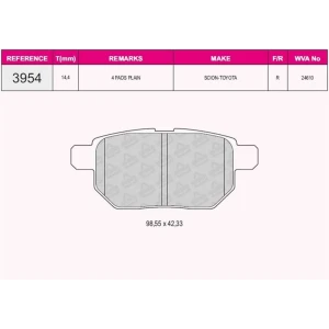 FREN BALATASI ARKA TOYOTA COROLLA YARIS II – AURIS 06-09. 24610