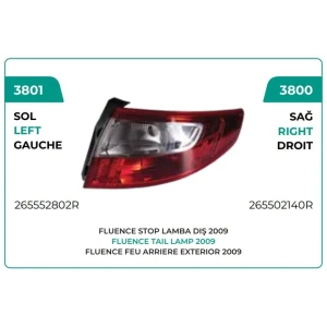 STOP LAMBASI DIŞ ÜNİTE SOL FLUENCE