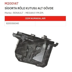 SİGORTA RÖLE KUTUSU ALT GÖVDE MEGANE II YM EM