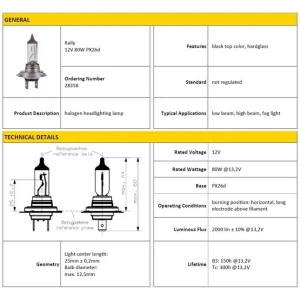 AMPÜL H7 12V 80W HALOGEN