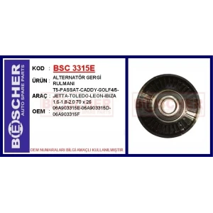 ALTERNATÖR GERGİ RULMANI T5-PASSAT-CADDY-GOLF4/5-JETTA-TOLEDO-LEON-IBIZA 1.6-1.8-2.0 70×26
