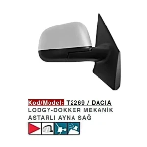 DIŞ DİKİZ AYNASI SAĞ DACIA LODGY DOKKER ASTARLI