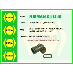 DEVIRDAIM SU ÇIKIŞ BORUSU CLIO I-II-III-IV-CAPTOR-KANGO-MODUS-LOGAN -SANDERO 1.2 16V