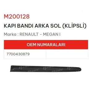 KAPI BANDI ARKA SOL KLIPSLI MEGANE I
