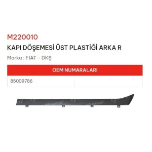 KAPI DÖSEMESI ÜST BAKALATI PLASTİĞİ ARKA SAĞ DKS
