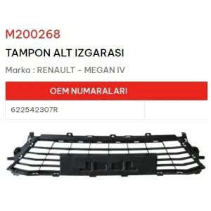 TAMPON ALT IZGARASI MEGAN IV