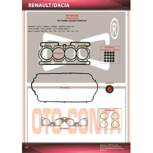 DACİA LOGAN-SANDERO 1200CC 16 V ÜST TAKIM OTOCONTA TEFLON KEÇELİ D4F 732 D4F 734