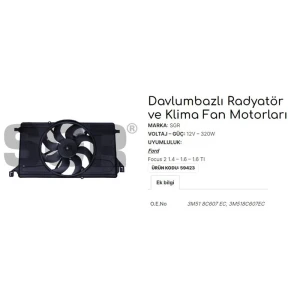 FAN MOTORU DAVLUMBAZLI FOCUS 2 1.4-1.6-1.6 TI KLİMALI 3M518C607EC