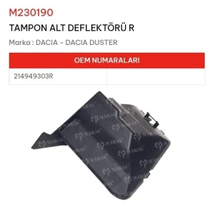 TAMPON ALT DEFLEKTÖRÜ SAĞ DACIA DUSTER