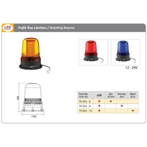 DÖNER TRAFİK İKAZ LAMBA LED TİPİ MAVİ