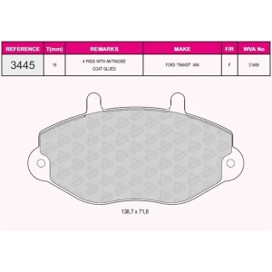 FREN BALATASI ÖN FORD TRANSIT IV (E…) 2.0 LONG WHEEL 94- 21469