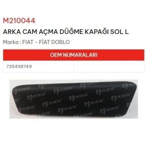 CAM DÜĞME KAPAĞI ARKA SOL FİAT DOBLO