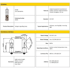 AMPÜL H21 12V 21W HALOGEN