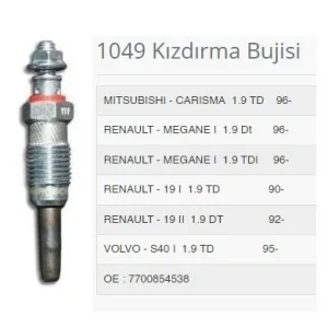 ISITMA KIZDIRMA BUJİSİ MEGANE I 1.9DT BA0 1_