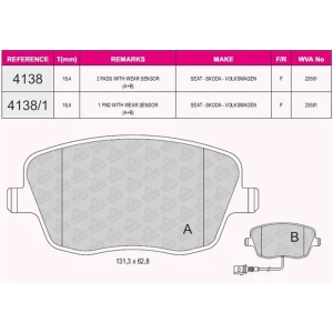 FREN BALATASI ÖN SEAT CORDOBA-İBİZA/SKODA FABİA – ROOMSTER/VW POLO ÖN DİSK BALATASI 2002- 23581