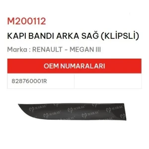 KAPI BANDI ARKA SAĞ KLIPSLI MEGANE III