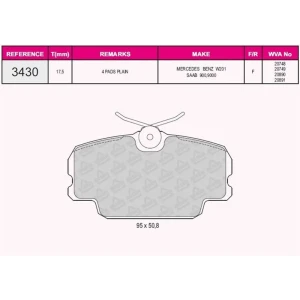 FREN BALATASI ÖN MERCEDES-BENZ W201 EXCL 16V 3 190 82-86 20890