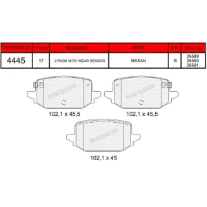 FREN BALATASI ARKA NISSAN QASHQAI III 21- 26654-26655