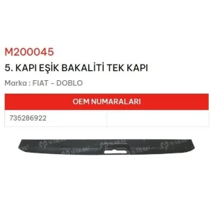 ARKA BAGAJ ESIK BAKALITI TEK KAPI DOBLO