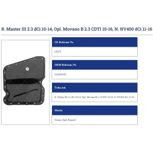 YAĞ KARTERİ RENAULT MASTER III 2.3 DCİ 10-14. OPL. MOVANO B 2.3 CDTI 10-16. N. NV400 DCİ 11-16