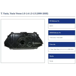 BENZİN DEPOSU TOYOTA YARİS VERSO 1999-2005